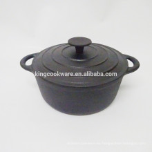 23cm Redondo revestimiento negro de hierro fundido cocotte / cazuela / olla / utensilios de cocina